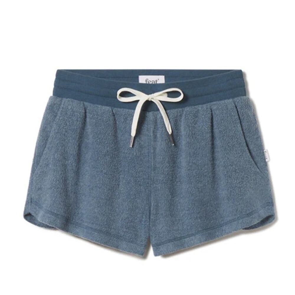 Feat Women’s BlanketBlend Fleece Pull On Drawstring Waist Loungewear Shorts Blue